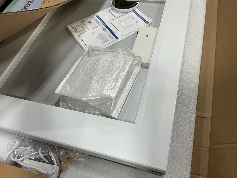 Condition photo showing Good Condition for fennio vanity mirror with lights?20"x23" lighted makeup mirror, large makeup mirror with lights, touch sensor with dimmable 3 modes? square white white 20"l x 22"w