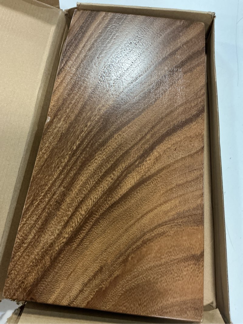 Condition photo showing Good Condition for large 16" acacia wood riser pedestal stand – farmhouse wood display riser for kitchen and bathroom décor - counter display, plant stand, jewelry holder, vanity tray, candle stand (l:16"x8"x1.57") large:16"x 8"