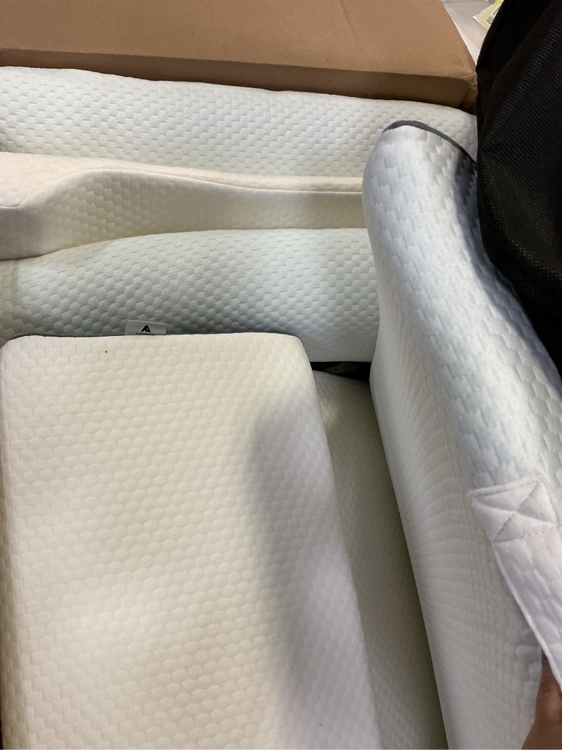 Condition photo showing Good Condition for 6pcs wedge pillow set for after surgery, orthopedic bed wedge pillow for headboard, memory foam back pillow for bed sitting up, sit up pillow for acid reflux relief, gerd, anti snoring (white)