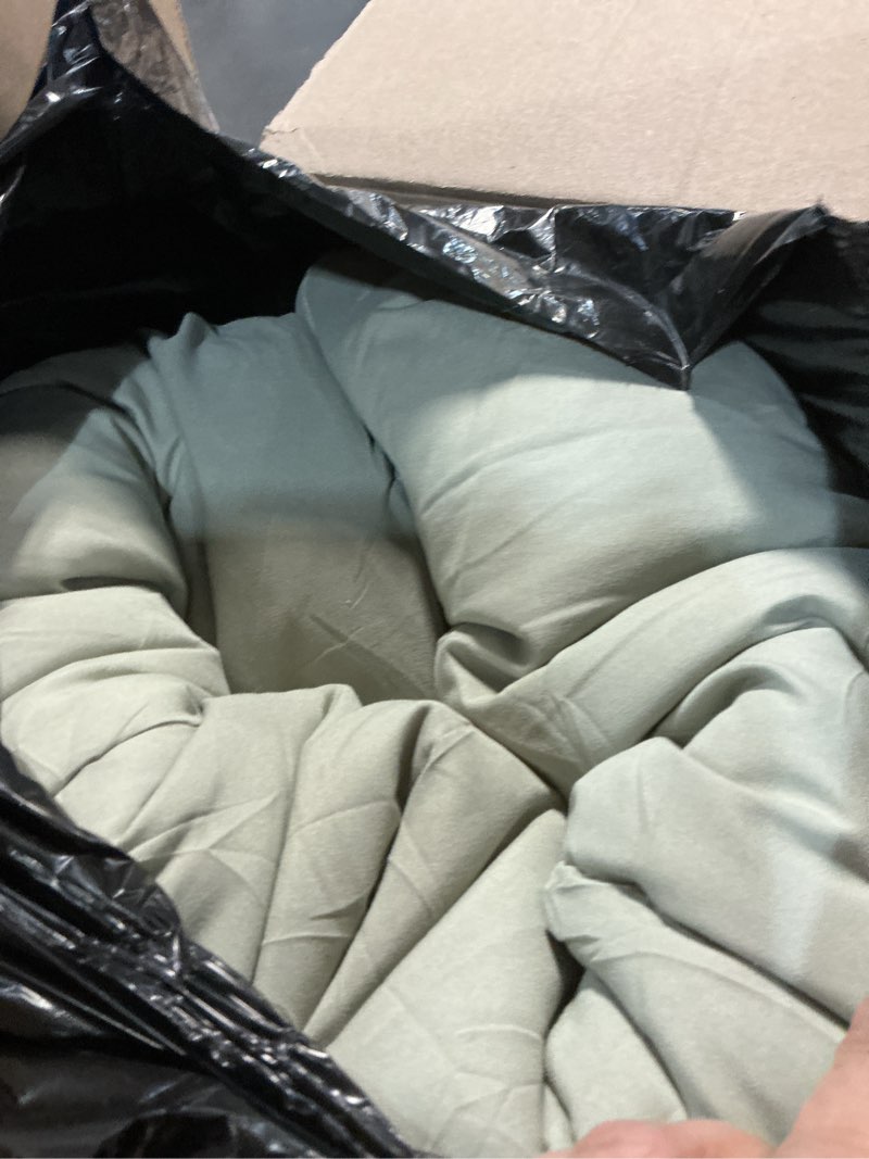 Condition photo showing As Is for EASELAND All Season Queen Size Soft Quilted Down Alternative Comforter Reversible Duvet Insert with Corner Tabs,Winter Summer Warm Fluffy,Sage Green,88''x88''