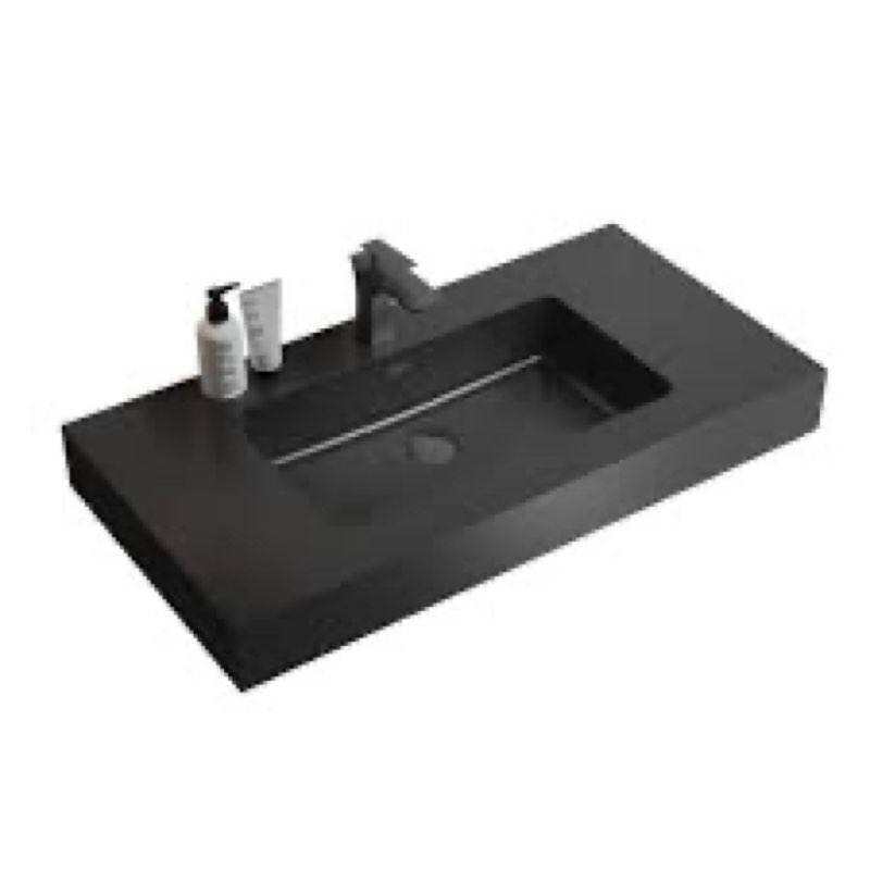 Jaquasha 35.8'' Quartz Single Vanity Top with Sink Faucet Holes