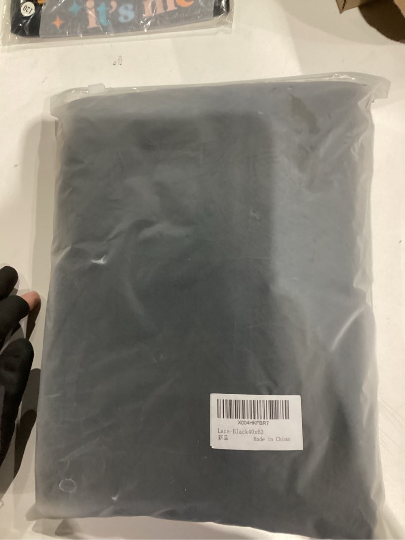 Condition photo showing New/Like New for Black Sheer Lace Curtains with Tassels 63 Inches Length Vintage Geo Pattern Boho Drapes for Living Room Bedroom Light Filtering Window Treatment Sets, 40inch Width, Rod Pocket Black Lace-new 40"W x 63"L (Pack of 2)