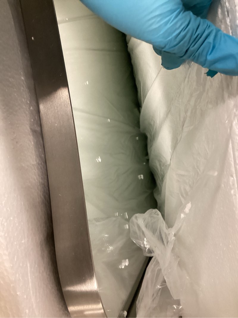 Condition photo showing Good Condition for ANDY STAR 24x40 Inch Asymmetrical Mirror, Brushed Nickel Bathroom Mirror, Large Bathroom Mirror for Vanity, Anti-Rust Stainless Steel 1’’ Metal Frame, Italian Style Designer Mirror Brushed Nickel 40"L x 24"W