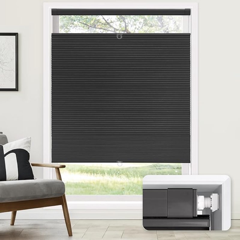 LazBlinds No Tools No Drill Cordless Cellular Shades, Top Down Bottom Up (TDBU) Honeycomb Shades for