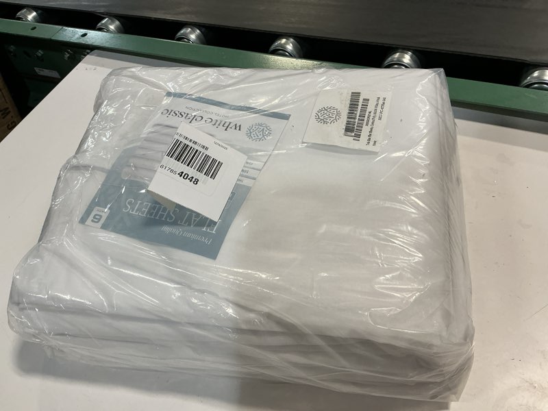 Condition photo showing Good Condition for White Classic Twin Flat Sheets 6 Pack, White Cotton Flat Bed Sheet 66x104 Inches, 200 Thread Count Hospital Bed Sheets