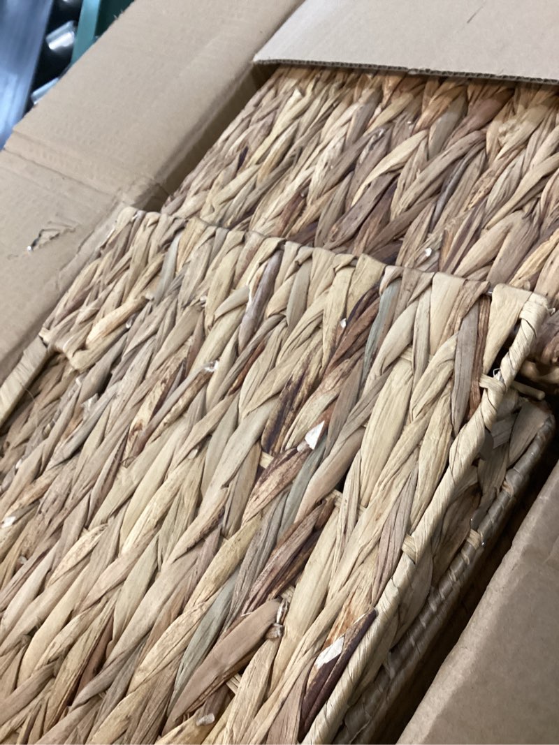 Condition photo showing New/Like New for omerai wicker storage baskets - set of 4 foldable cube rattan baskets with handle - 11.8x11.8x11.8