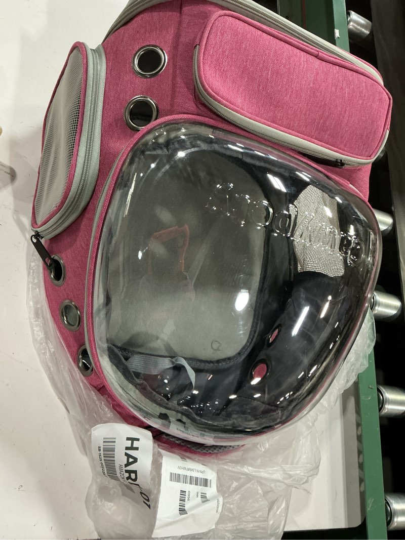 Condition photo showing Good Condition for Cat Backpack Carrier, Breathable Cat Carrier Large Space Bubble Pet Backpack for Kitty Small Dog up to 15lbs, Transparent & Foldable Pet Carrier for Travel Hiking?Pink?