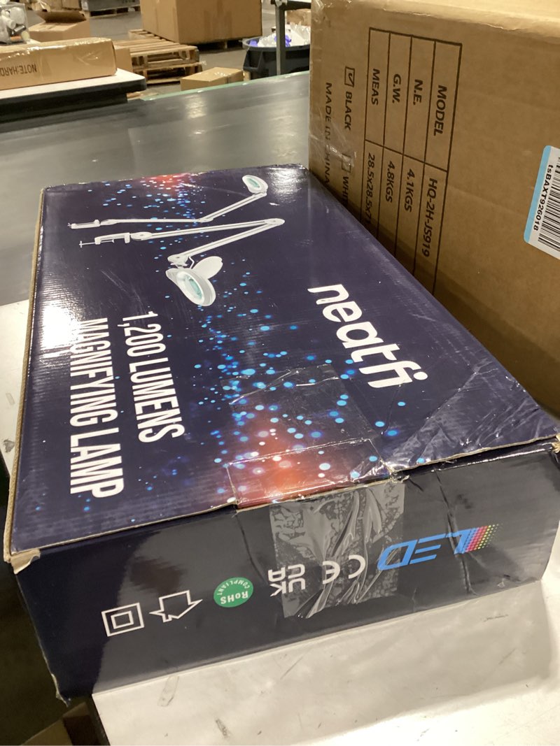 Condition photo showing New/Like New for Neatfi LED Bifocal Magnifying Lamp – 1,200 Lumens, 5” Lens, Dimmable, Adjustable Arm with Clamp, 60 SMD LEDs, Perfect for Crafting, Reading, Jewelry, Needlework (8 Diopter + 20 Diopter, White) 8 Diopter + 20 Diopter White