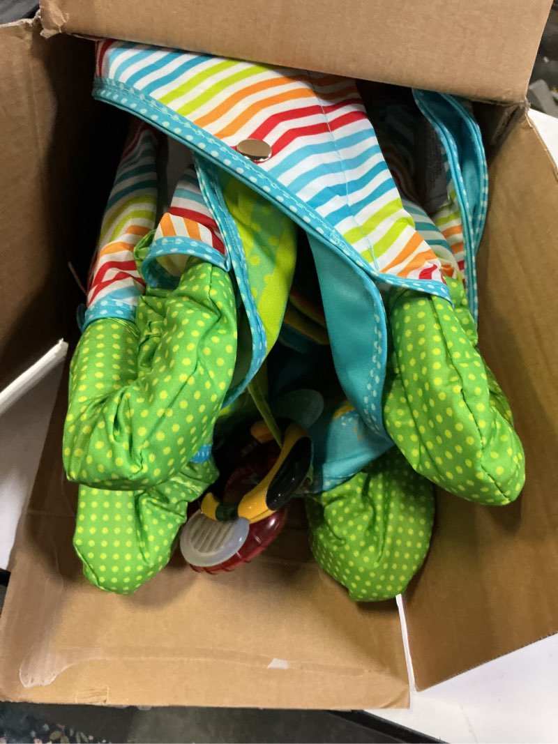Condition photo showing Good Condition for bright starts pop 'n jump portable activity jumper, indoor/outdoor use, owl forest with 4 sensory toys, ages 6-12 months