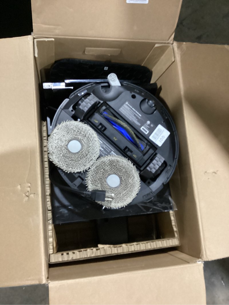 Condition photo showing As Is for ECOVACS DEEBOT T50 PRO Omni Robot Vacuum and Mop, 3.19” Ultra-Slim, 15,000Pa Suction, ZeroTangle 2.0, TruEdge 2.0, AIVI 3D Obstacle Avoidance, Auto Mop Wash & Dry, Self-Emptying, Ideal for Pet Hair Black