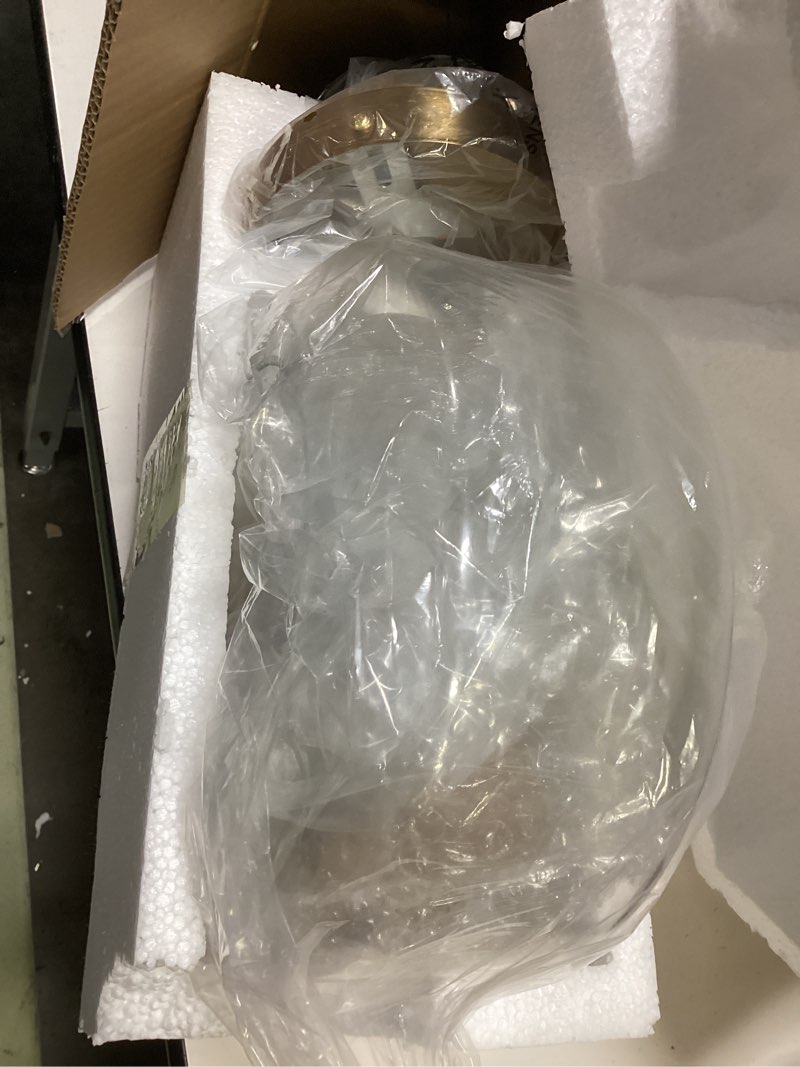 Condition photo showing Good Condition for industrial semi flush mount ceiling light brushed gold, 800 lumen led bulb included, clear glass shade ceiling light fixture, light fixture for hallway bathroom bedroom, vintage hanging light fixtures large brushed gold (includes $12 bulb, 2700k, 800lm)