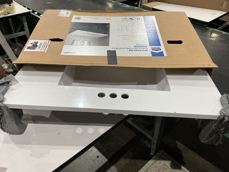  project source 37-in x 22-in white cultured marble single sink 4-in centerset faucet mount bathroom