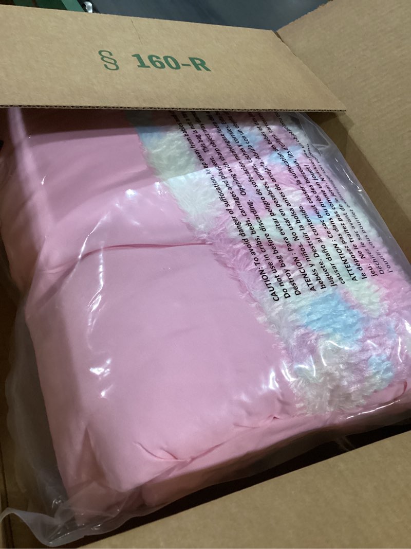Condition photo showing Good Condition for Happy Nappers: Pillow & Sleepy Sack: Medium - Rainbow Unicorn - 54 x 20, Plush Animal Character, 2-in-1 Pillow Sleeping Bag, Play, Kids Ages 3+ 54"L x 20"W Rainbow Unicorn