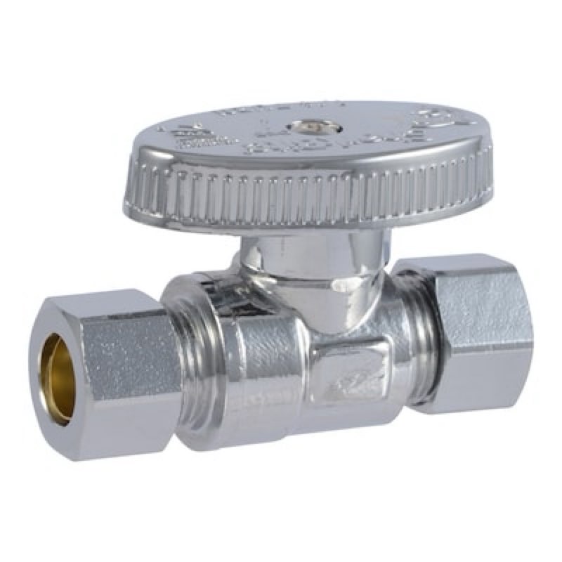  SharkBite 3/8-in OD compression x 3/8-in OD Compression Brass Quarter turn Stop Straight