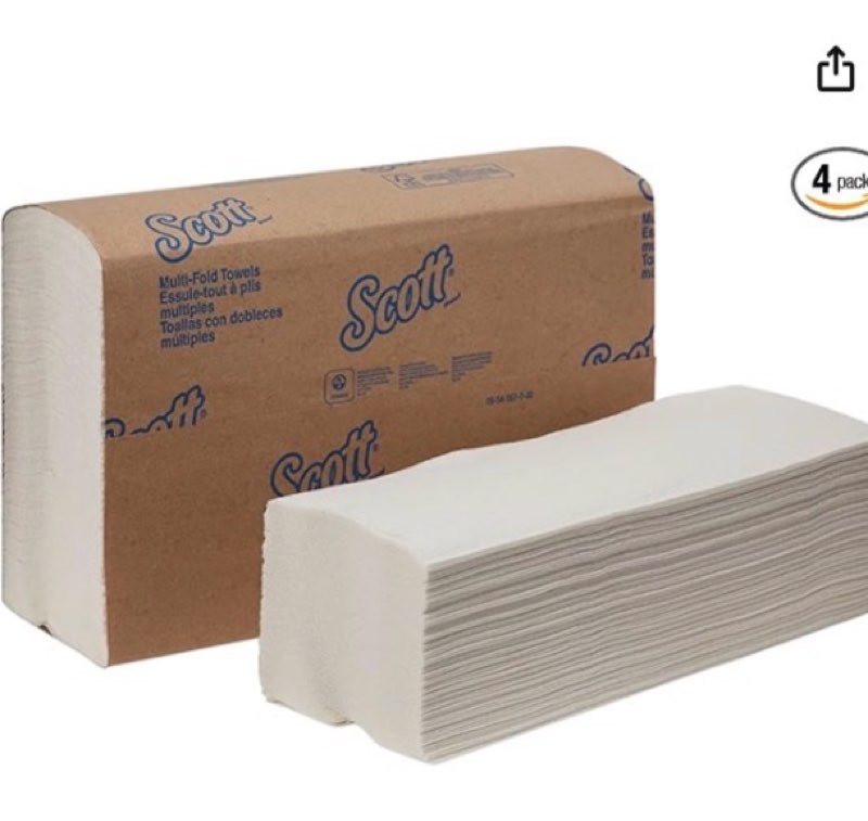 Scott Essential - Multi-fold Paper Towels (01840) with Quick-Drying Absorbent Pockets, White, 16 Clips/Case, 250 Sheets/Clip, 4000 Towels per Box, 4 Pack