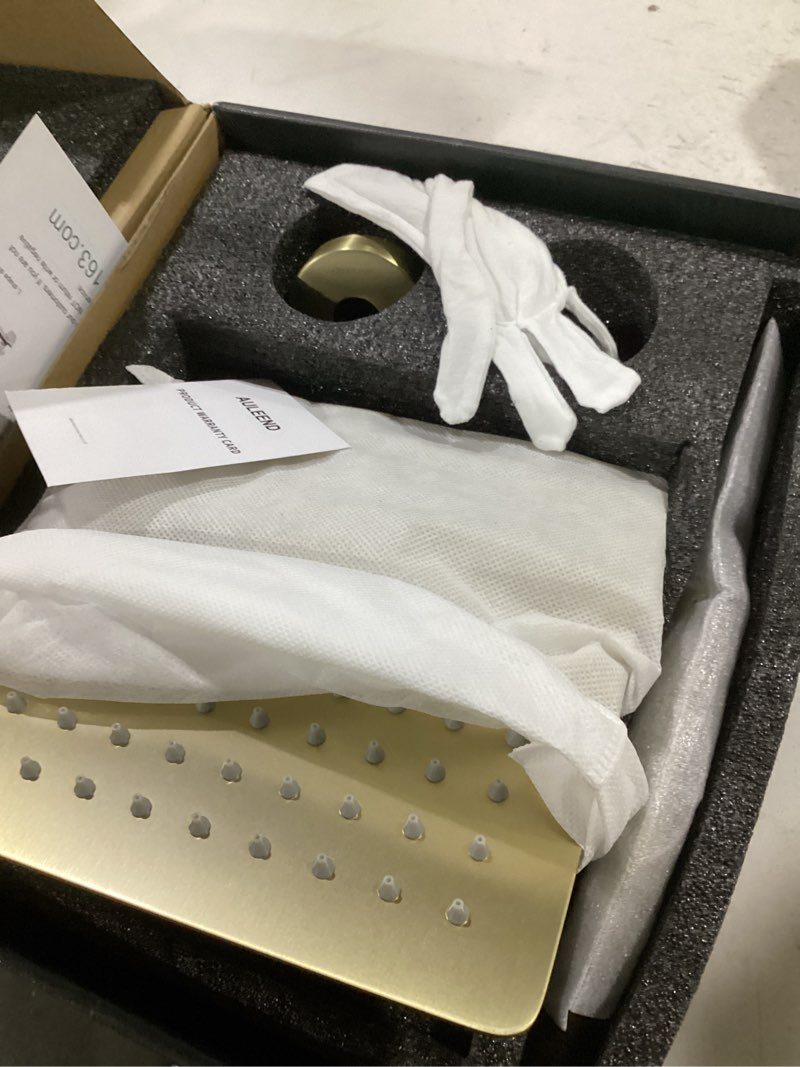 Condition photo showing Good Condition for square rain shower head, high flow stainless steel,work with any decorative style?all metal rainfall shower head (brushed gold, 8) 8 inch brushed gold