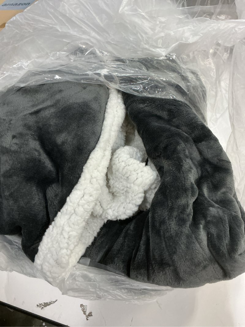 Condition photo showing As Is for Electric Heated Blanket 72"x84" Full Size Flannel & Sherpa - 4 Heat Settings & 10H Auto Shut Off for Safe Overnight Use, Fast Heating, Machine Washable for Bed, Couch, Office - Dark Gray 01-dark Gray Full Size ( 72"x84" )