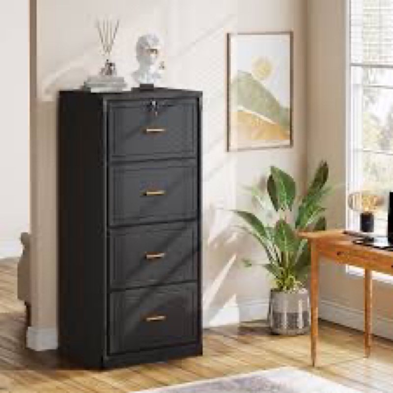 4-drawer file cabinet, vertical filing cabinet with lock, wood file cabinet for home office