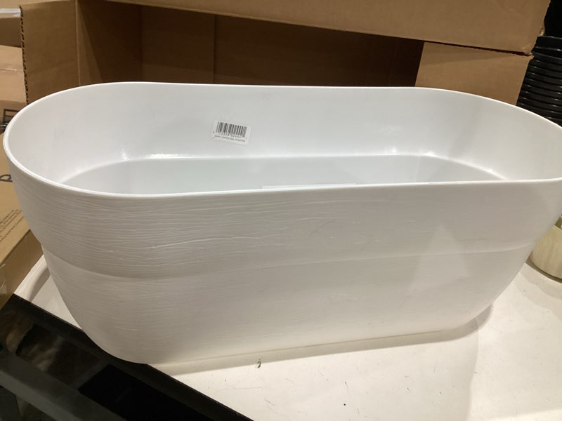 Condition photo showing Good Condition for bloomers railing planter with drainage holes – 24  weatherproof resin planter - white