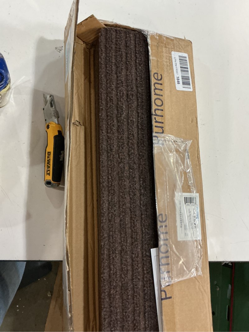 Condition photo showing New/Like New for stair treads collection indoor skid slip resistant carpet stair tread treads (7 inch x 24 inch) (brown, set of 13) 13 pcs - 7"x24" brown