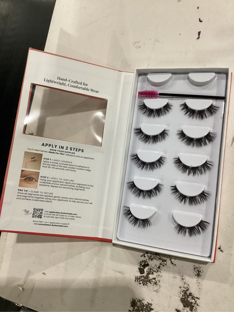 Condition photo showing Good Condition for flutterhabit the sweetheart preptech classic 6 pair underlash extensions, 11–13mm natural curl lash clusters, under lash eyelashes home application, medium volume doll eye, adhesive required 6 pair (pack of 1) sweetheart (preptech)
