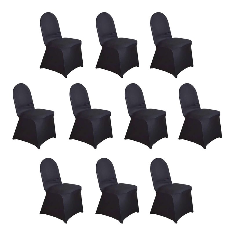 10 Pack Spandex Fitted Banquet Chair Covers Black