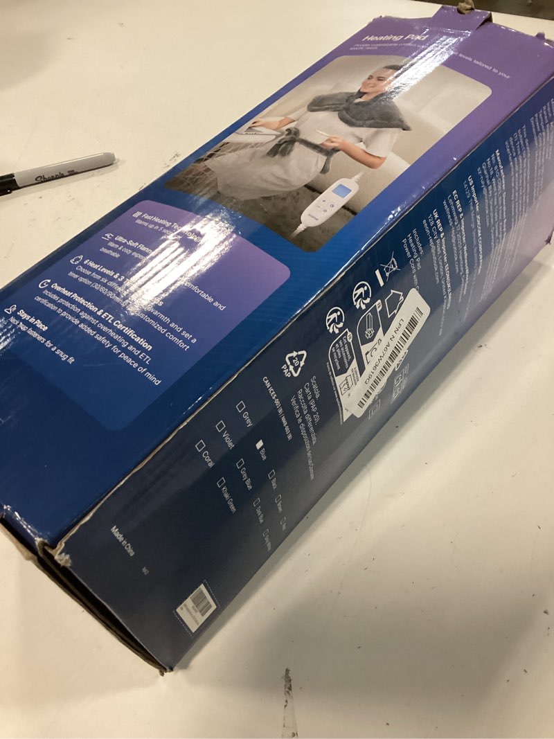 Condition photo showing New/Like New for RENPHO Valentines Day Gifts for Her Him, Heating Pad for Neck and Shoulders and Back, Birthday Gifts for Women Men, FSA Eligible HSA Store, 24"x33" Weighted Electric Heat Pad, ETL Certified, Blue 24"x33" Blue
