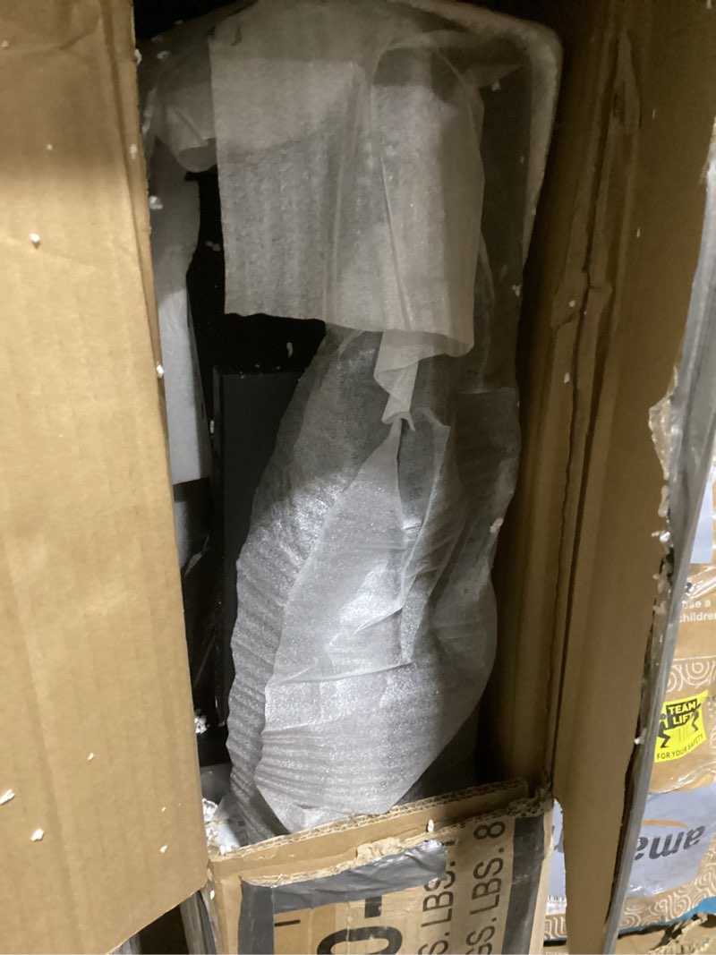 Condition photo showing As Is for Signature Design by Ashley Mallacar Rustic Cottage Rectangular Sofa Table with Floor Shelf, Black