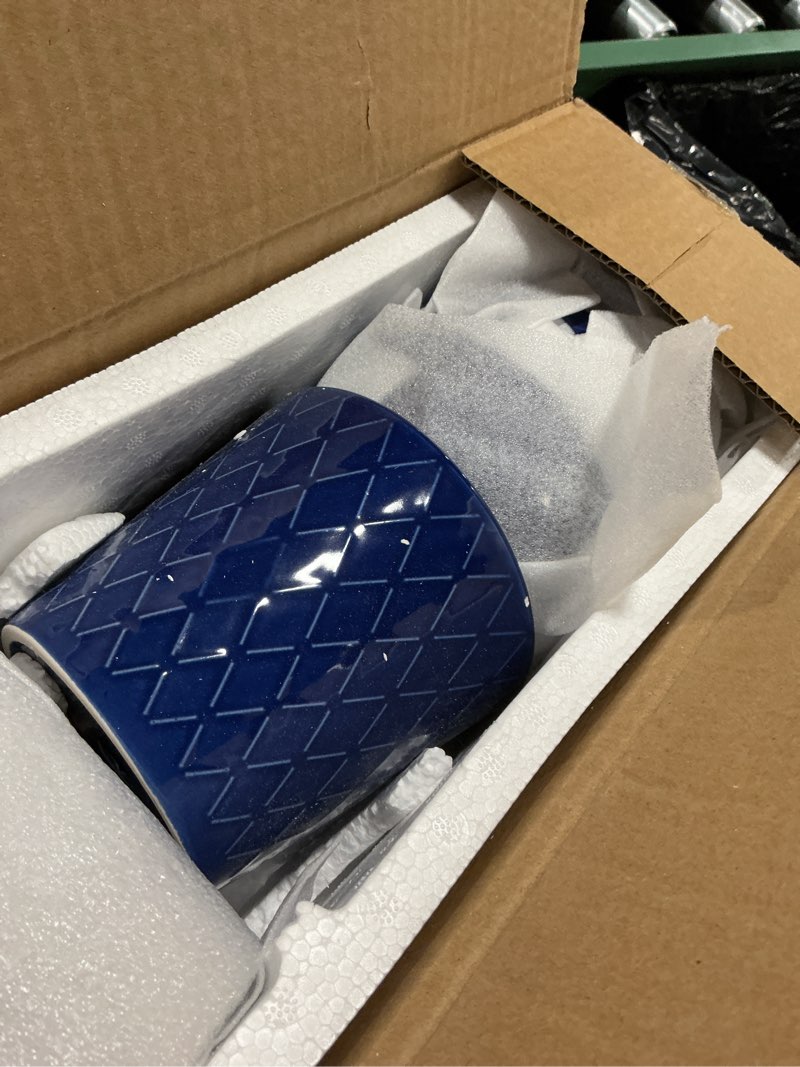 Condition photo showing Good Condition for EFISPSS Ceramic Plant Pots, 5Inch Pots for Indoor Plants, Planters with Drainage Holes and Ceramic Tray,Plant Lover Gift, Desktop Office Windowsill Decoration Gift Set of 4 - Blue Crystal Blue