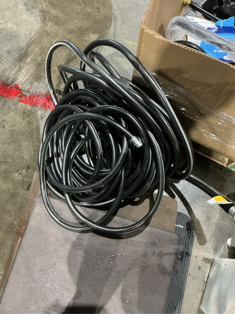 Condition photo showing As Is for neverkink teknor apex 5/8-in x 60-ft heavy-duty kink free vinyl gray coiled hose