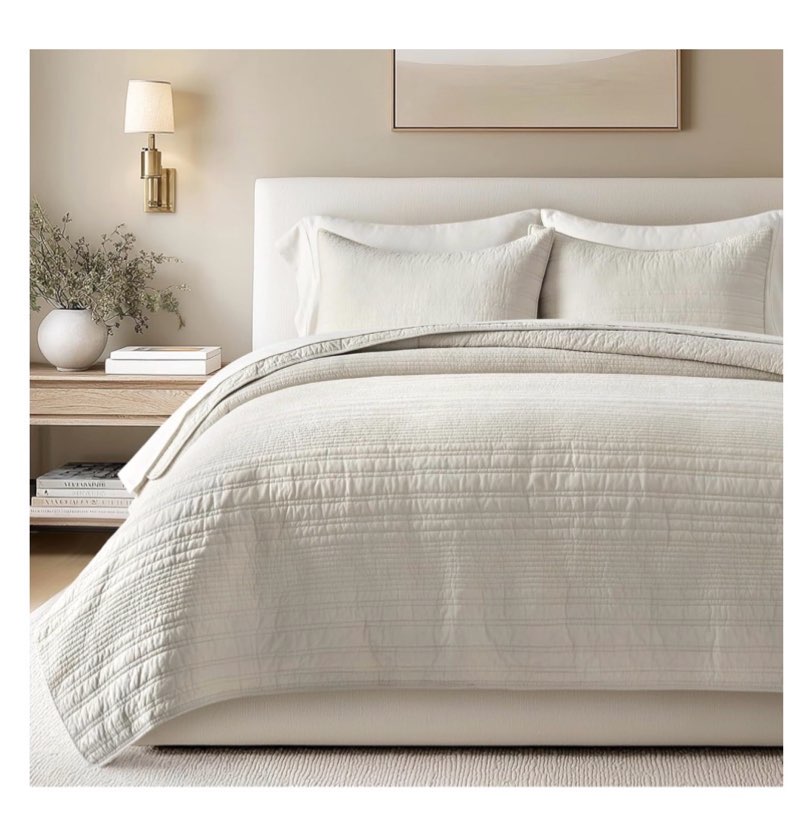 evergracehome 100% cotton modern lines quilt set queen size, pre-washed soft striped coverlet bedspread, 3 piece lightweight bedding set for all season, with 2 pillow shams, birch | modern & timeless, 100% cotton, soft, pre washed, oeko-tex certified, lightweight