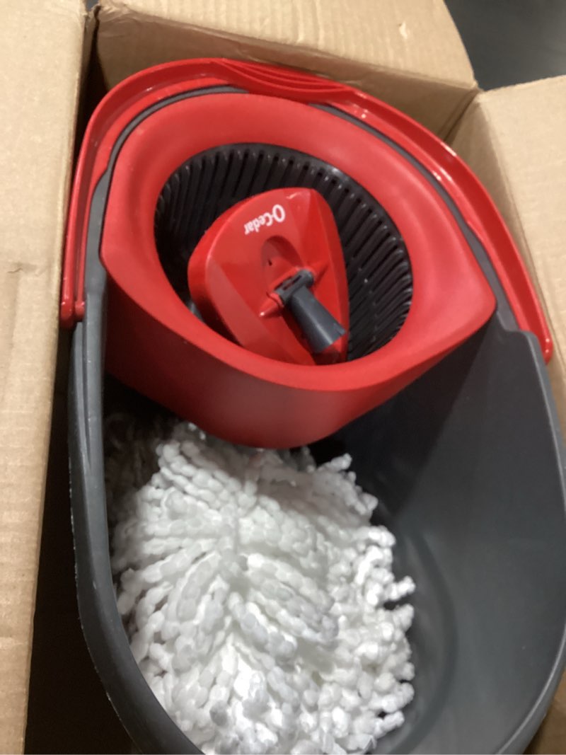 Condition photo showing Good Condition for o-cedar easywring microfiber spin mop & bucket floor cleaning system + 2 extra refills, red/gray spin mop & bucket with 2 extra refills
