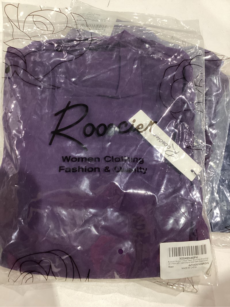 Rooscier Women's Sexy Sheer Mesh Midi Dress Short Sleeve 3 Piece Outfits with Cami Shorts Solid Dark