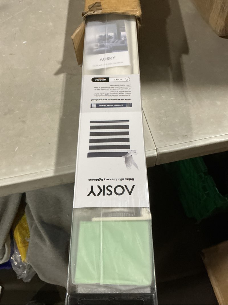 Condition photo showing Good Condition for aosky cordless zebra blinds for windows pull down roller window shades dual layer light filtering privacy for day and night, free-stop door shades for home easy to install linen cream 34" w x 72" h 34"w x 72"h linen cream