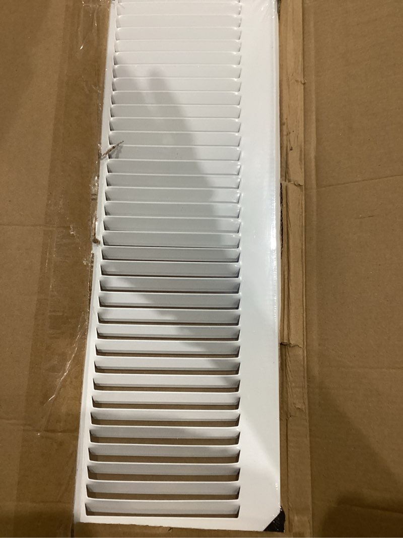 Condition photo showing Good Condition for HVAC Premium 10'' x 18'' [Duct Opening] Flat Stamped Steel Return Air Grille - Sidewall and Ceiling - HVAC Vent Duct Cover - White [Outer Dimensions: 11.75''w X 19.75''h]