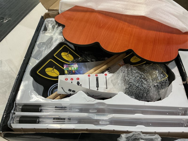 Condition photo showing Good Condition for electric kids drum set,electronic drum set practice 9 pads with stand,music recording,light up drum sticks,drum pedal,midi,dual stereo speaker(rainbow)