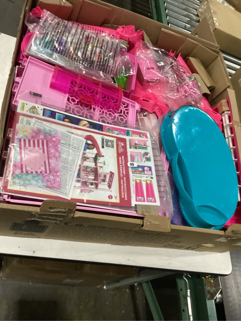 Condition photo showing As Is for Barbie Dreamhouse, Pool Party Doll House with 75+ Pieces and 3-Story Slide, House Playset, Pet Elevator and Puppy Play Areas