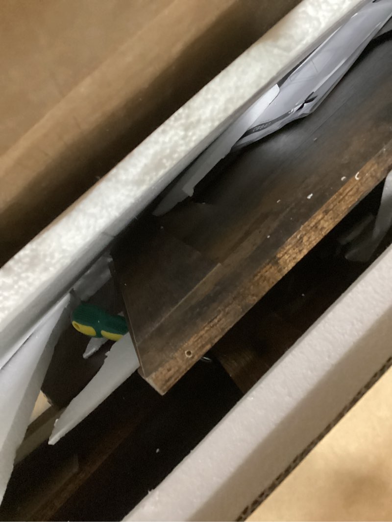 Condition photo showing As Is for Hzuaneri Cat Litter Box Enclosure with Cushion, Hidden Litter Box Furniture with Removable Dividers, Reversible Entrance Left or Right Side, Cat House, Rustic Brown and Black CB84701X Rustic Brown and Black 39.4"L x 21.7"W x 23.6"H