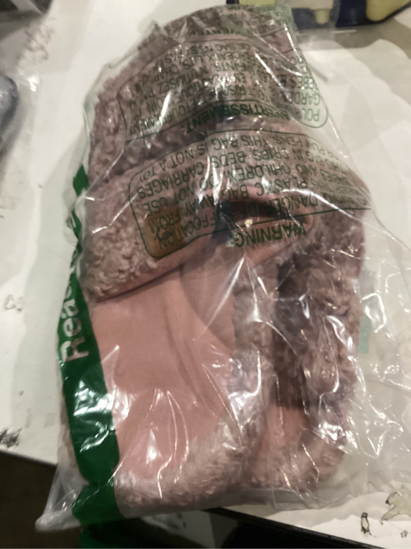 Condition photo showing As Is for EverFoams Womens Fuzzy Open-toe Slippers Soft Comfy Memory Foam Indoor House Shoes 9-10 Dusty Rose