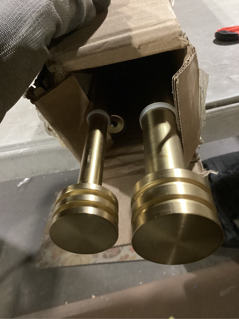 Condition photo showing Good Condition for Double Curtain Rods with Aluminum End Cap and Full Enclosure Brackets, 1- Inch Front and 5/8 Inch Back Window Rod, Dual Drapery Rods Adjustable from 72 to 144 Inches (6-12 Feet), Brushed Gold Brushed Gold 72"-144"