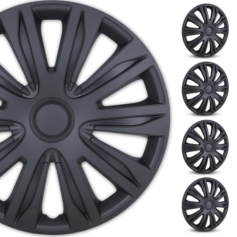 WOLFSTORM 4-Pack 13 Inches Wheel Rim Cover Hubcaps,Redesign Fashion Style Replacement Hubcaps,Car Truck SUV Hub Accessories, Matte Black