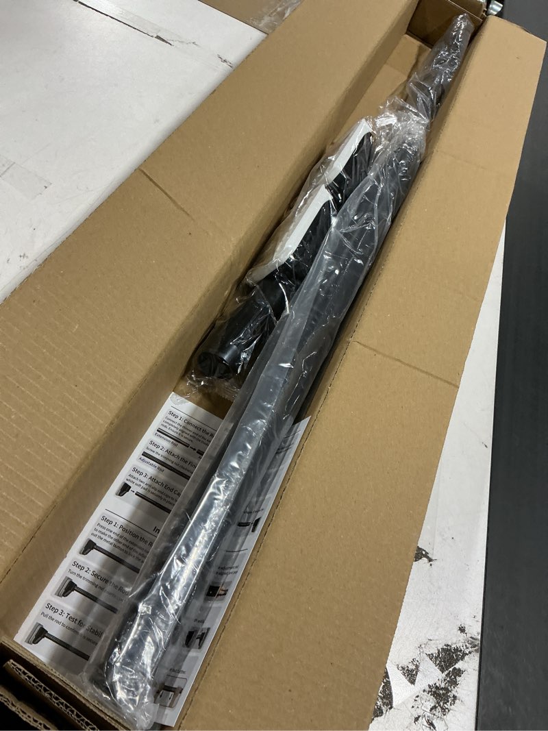 Condition photo showing Good Condition for tension curtain rods no drilling, extra long tension rod 41-88 inch, heavy duty shower curtain rod for outdoor patio bathroom windows room divider, adjustable, anti-slip, no rust, black black 41-88inch