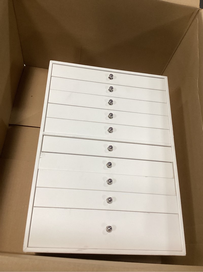 Condition photo showing New/Like New for GUKA Large Jewelry Box, Jewelry Case with 10 Drawers for Big and Small Jewelry, Jewelry Storage Organizer for Watch Earrings Necklace Rings Bracelets, Birthday Wedding Gifts, White White 10 Layer