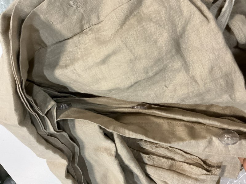 Condition photo showing As Is for quince european linen duvet cover set color willowleaf size king