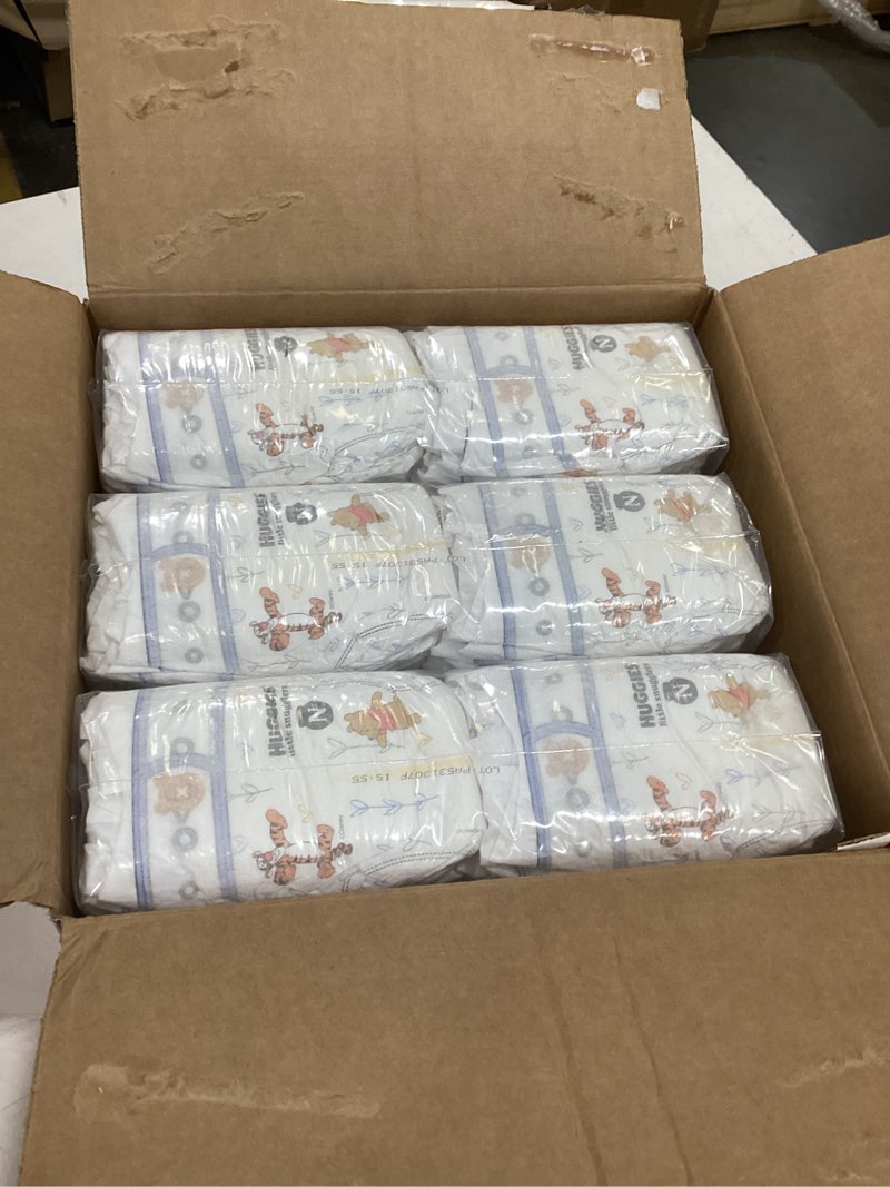 Condition photo showing New/Like New for huggies size newborn diapers, little snugglers baby diapers, size newborn (up to 10 lbs), 144 count, packaging may vary newborn 144