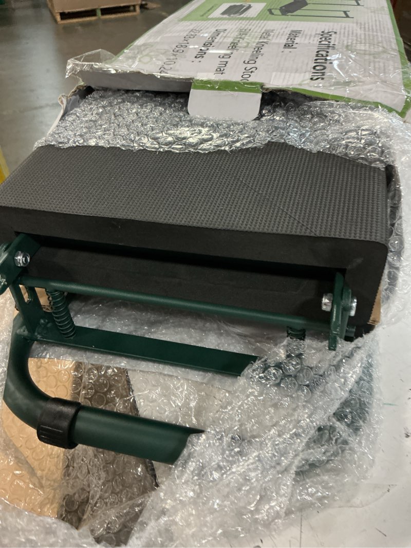 Condition photo showing Good Condition for seasky foldable garden kneeler and seat, anti-tipping gardening bench widened thick soft kneeling pad, heavy duty gardening stool with tool bag,gardening gift for women dark green