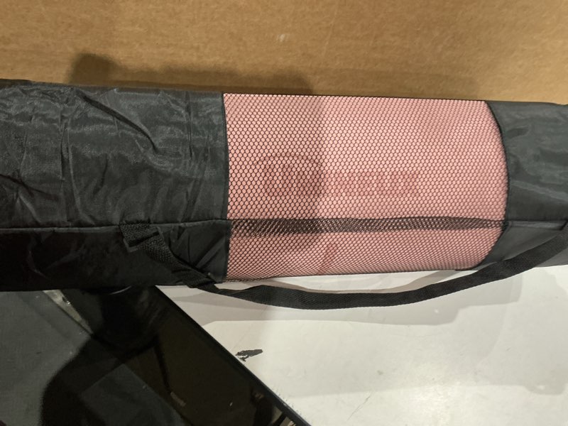 Condition photo showing As Is for yoga mat non slip, pilates fitness mats, eco friendly, anti-tear 1/4" thick yoga mats for women, exercise mats for home workout with carrying sling and storage bag 72"x24" parfait pink & gray