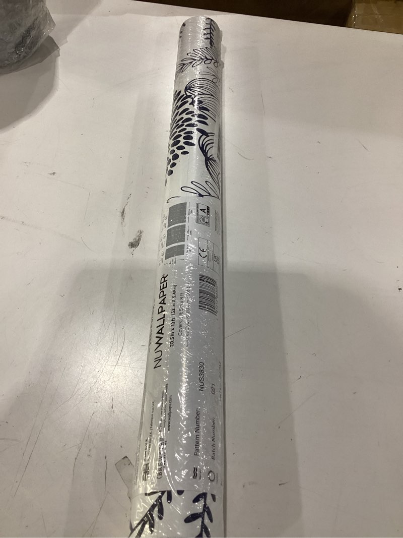 Condition photo showing New/Like New for nuwallpaper by wallpops nus3830 navy secret garden peel & stick wallpaper, blue