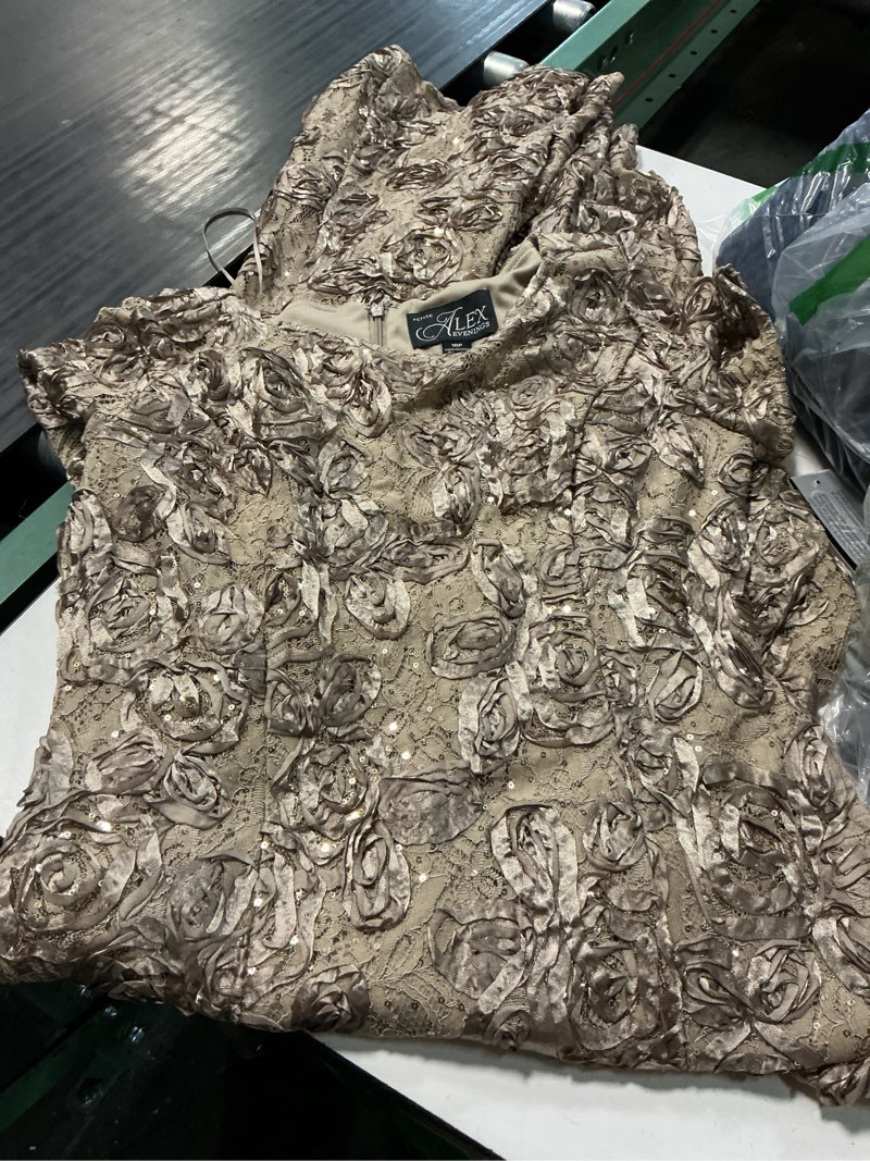 Condition photo showing Good Condition for alex evenings women's long rosette mother of the bride dress with short sleeves, wedding guest, cham 10p