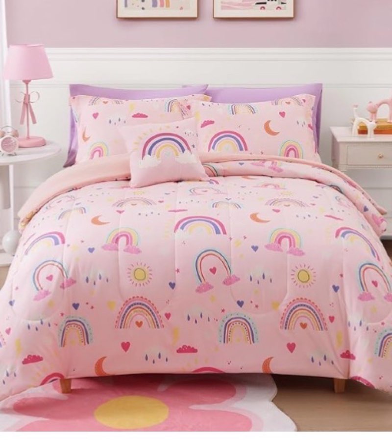 wink deer full size comforter sets with sheets for girls-7 pieces full size bedding sets with pink c